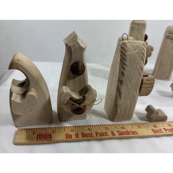 Vintage Danish Contemporary Nativity Christmas Scene Wood Creche Minimalist